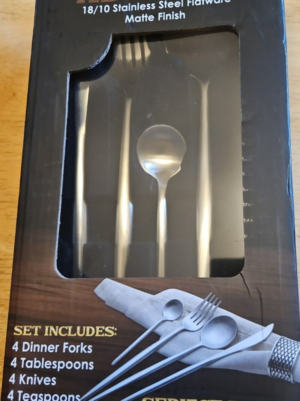 Bruntmor Adaline 16 Pc Flatware Set New 18/10 Stainless Steel Matte Service For - Picture 3 of 12